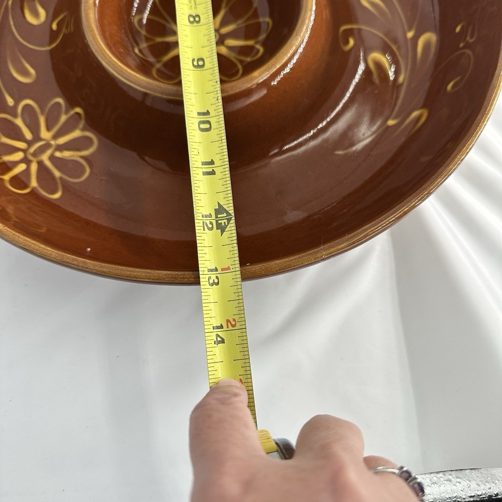 1990's Vintage Williams Sonoma Brown Ceramic Chip and Dip Bowl - Picture 10 of 11